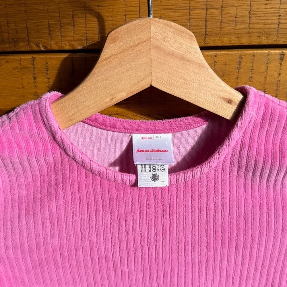 Hanna Andersson Velour Vibrant Pink Long Sleeve Peplum Top